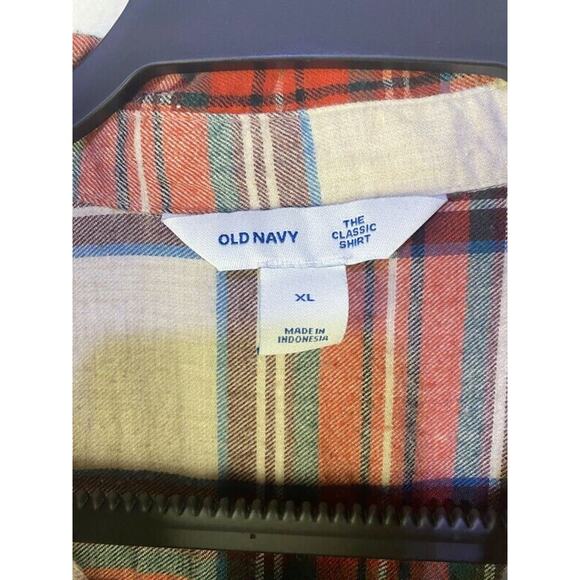 Old Navy Top Women's Extra Large Button Up Long Sleeve Red Plaid - Picture 7 of 7